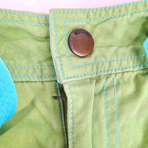 Y2K 2000s MossIssue Mossimo Lime Green Blue Cargo Shorts  Low Rise Drawstring - Picture 5 of 9
